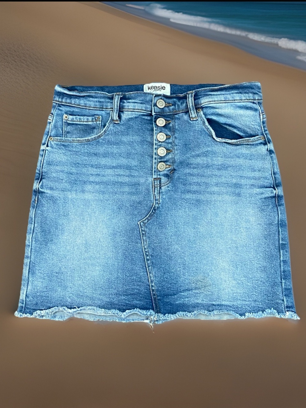 Kensie Jeans Vintage Luxe Women's Blue Denim Stretch Button-fly Mini Skirt 4/27